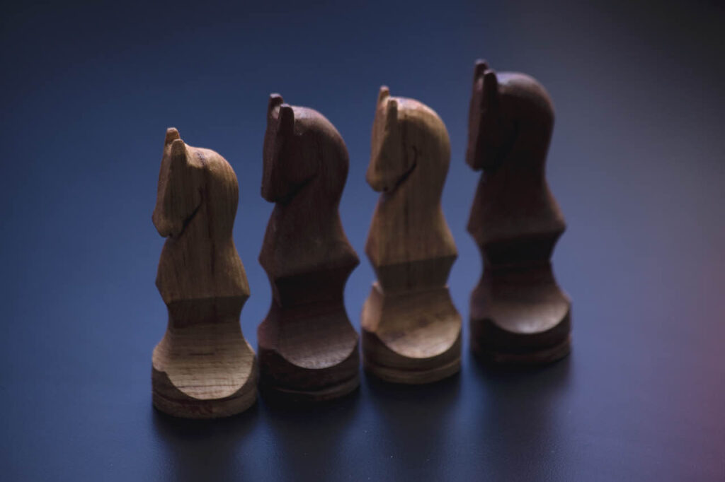 handmade wooden chess pieces